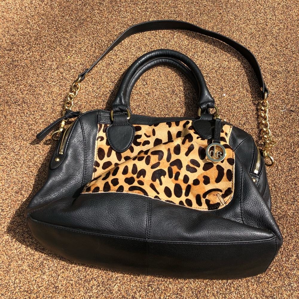 Genuine Leather Audrey Brooke Cheetah Satchel
